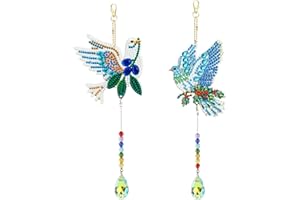 JODSEN 2 Pcs 5D DIY Diamond Painting Wind Chimes Pigeon Double Sided Suncatcher Kits for Kids Crystal Wind Chimes Diamond Art Suncatcher Kits Hanging Ornament Painting Wind Chime Pendant for Window Decor