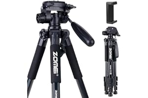 Treppiede Leggero ZOMEI Z666 55 Inches Treppiede Leggero Pesa 1.25kg Compatto e Resistente e Comodo Cavalletto Fotografico con Testa 3 Vie 4 Sezioni Alluminio