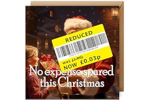 NotNiceThings Funny Reduced Sticker Christmas Card, Yellow Sticker Themed Card, Rude Christmas Card for Him, Dad, Brother, for Her, Mum, Sister. Cheeky Cheap Christmas Cards