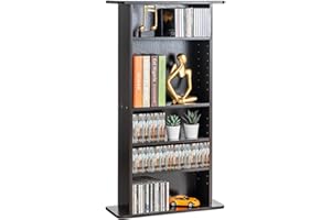 VEVOR Media Storage Cabinet, 5-layer DVD Shelf Holds up to 240 CDs, Adjustable CD Shelves, Protects & Organizes Music, Movie, Video Games or Memorabilia Collections, Espresso