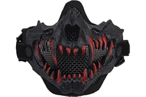 JOYASUS Demi-masque tactique respirant en acier Airsoft avec tête de mort pour tir, paintball, chasse, Halloween, fête costumée