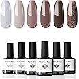 Modelones Gel Polish- 6 Chocolate Brown Coffee Neutral Gel Nail Polish Glitter Nude Colors Winter Fall Soak Off Inspire Nail Polish Set for Girls DIY Home Manicure