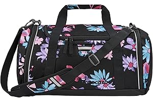 coocazoo Sporttasche „Floral Artnight“, schwarz-blau, Hauptfach, Nasswäschefach, Seitentasche, Reflektoren, 20 Liter, ab der 3. Klasse