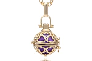 Morella Collar de Acero Inoxidable Dorado 70 cm con Colgante corazón y Bola de resonancia de circonita para Damas en Bolsa para Joyas