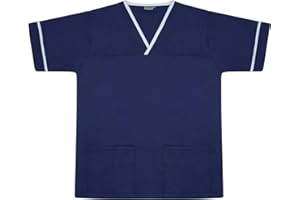 Behrens Unisex Healthcare Uniform Scrub Tunic with Trim Navy/White Trim 3XL
