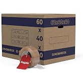 DindonBox 20 Cardboard Boxes for Moving 60x40x40 cm with Seal | Heavy Duty Cardboard Boxes with Handles for Moving, Storage a