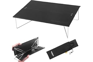 TREKOLOGY TALU Mini Camping Table – Compact, Portable, Folding Camp Table for Hiking, Backpacking, Beach, and Outdoor Use (Black)