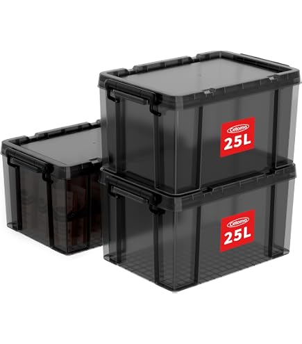 Cetomo Lot De 4 Boîtes De Rangement Empilables - Noir Et Jaune, 15L