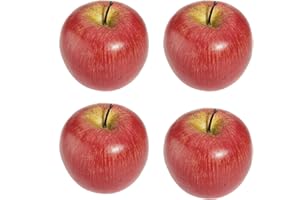 AKORD 4 pcs Artificial Red Apples – Realistic Plastic Fake Fruit Decoration for Home, Kitchen, Parties and Displays
