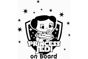 Artstickers 2 pezzi. Adesivo Bebe a Bordo (18,5 x 17cm), Princess Jedi on Board Adesivo Baby on Board. Adesivi per auto, colore: nero