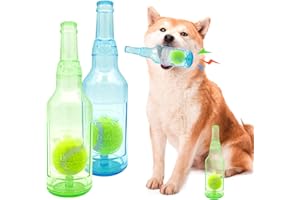 Cxqbsmy 2 PCS Dog Chew Toys, Squeaky Dog Toys, Plastic Bottle Toys for Dogs with Tennis Ball, Outdoor Interactive Dog Toys Dogs Dental Care Teeth Cleaning Toy for Large and Small Dogs