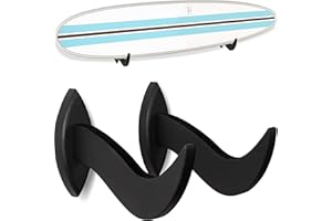Hang 11 Support mural pour planche de surf, snowboard, longboard, wakeboard, kitesurf, beau support en bois durable, le support parfait pour exposer vos planches (noir)