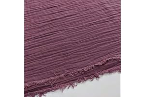 DISCOVER LIFESTYLE & FASHION FABRICS Double Gauze 100% Cotton Plain Fabric Dress Making Lightweight Muslin Baby Swaddle Blankets Scarves Summer Clothing | 53" - 135 cm Wide | per Metre (Purple)