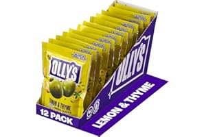 Olly's Olives, Lemon & Thyme, 50g (Pack of 12), 100% Natural Ingredients, Handy Snack Pouches, Healthy Vegan Snacks, Low Calorie, Source of Fibre, No Preservatives, Gluten Free