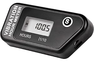 NINE-RONG Jayron HM016C-BK-C1-NEW Vibration numérique sans fil Hour Meter étanche pour générateur d'air compresseur d'air hors-bord moto Fraise à souche d'arbre Tondeuse à gazon Noir