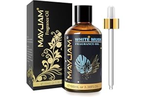 MAYJAM Huile Essentielle de Musc Blanc 100ml, Huile de Parfumée de Qualité Supérieure pour Diffuseur d'Huiles Essentielles, Aromathérapie, Humidificateur