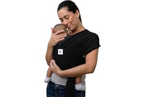 ELDOMA Black Baby Wrap Carrier - Lightweight, Breathable Baby Sling, Hands Free Baby Carrier Sling, Baby Carriers from Newborn to Toddler, (7-35 lbs / 3-15kg)