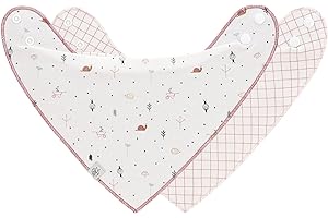 LÄSSIG Baby Lätzchen Halstuch Dreieckstücher Set 2 Stk. Bio-Baumwolle Druckknopf wendbar/Baby Bandana Garden Explorer Schnecke