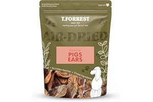 T. FORREST T.Forrest British Dried Whole Pig Ears for Dogs 1kg - 100% Natural, Long-Lasting, High Protein & Grain-Free Dog Treats
