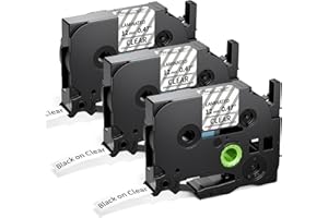UPWINNING 3x Tze-131 Tze 131 Etichette Clear Compatibile con Brother P touch H100R H108G H107B H105 H101GB 900 1000 1080 Nastro Trasparente 12mm x 8m, Compatibile Nastro per Etichettatrice Brother Trasparente