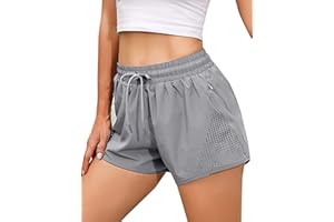 iClosam Short Sport Femme 2 en 1 Séchage Rapide Short Fitness Femme pour Gym Jogging Running Yoga Sport S-XXL