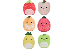 Squishville Squishmallows Mystery Mini Plush Fruit Squad, Six 2” Soft Minimallow Fruit Plush, Irresistibly soft Colourful Fruits, Mini Peach, Pineapple, and Watermelon Squishmallows