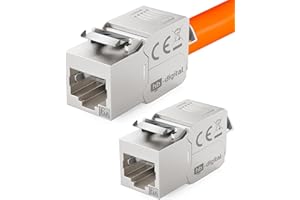 HB-DIGITAL 2x Module Keystone RJ45 CAT 6a Prise Réseau 10 Gbit/s STP Blindé AWG 22-24 Connexion LSA Sans Outil pour Câble Ethernet LAN, Panneau de Brassage et Prise Murale