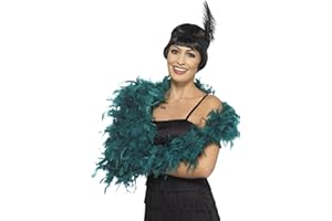 SMIFFY'S Smiffys Deluxe Boa, blaugrün, 180 cm, 80 g, 1920er-Jahre-Kostüm, Erwachsenenkostüm, Zubehör für Erwachsene