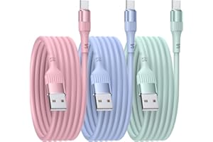 NEBITE USB C Charger Cable【3PACK 6FT】 Type C Cable Fast Charging, USB A to USB-C Phone Charger Cable USBC for iPhone 16/15 Pro Samsung Galaxy S24/S23/S22/S21Huawei P9 Pixel 7/6 iPad Switch PS5 etc.