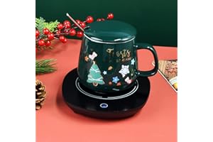 LONID Calentador de café con juego de tazas, encendido y apagado automático, calentador de taza de inducción por gravedad para escritorio y oficina, leche, bebida negro cálido (con taza+cuchara)