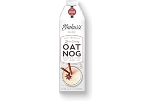 Elmhurst OatNog Cashew, 6 x 946 ml, vegan, festlicher Hafer Cashew Drink cremig pflanzliche Alternative zu Eggnog, laktosefrei, winterlicher Genuss mit Zimt ohne Zusatzstoffe