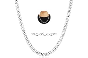 Aretas 3/4/5/6mm Stainless Steel Silver Cuban Chain Necklace for Men Mens Silver Jewellery Christmas Gifts for Man Boys Kids Him Chains Length 16/18/20/22 Inch