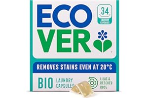 Ecover Bio Washing Capsules - Laundry Capsules/Tablets - Laundry Detergent with Clean and Fresh Lilac & Rescued Rose Scent, 1x Pack of 34 Capsules/Tablets