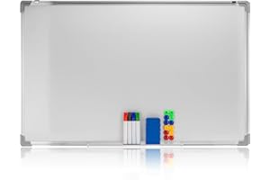 ‎OFFICE POINT GERMANY OFFICEPOINT Whiteboard Set 60x45 Magnettafel 4-teilig | Schreibtafel weiß, 4 Whiteboard-Marker, 12 Magnete, Tafel Schwamm magnetisch | Wandhalterung | trocken abwischbar