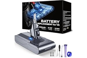 RYZWOC 6000mAh Batterie pour Dyson V8 SV10 Cord-Free Vacuum Handheld Vacuum Cleaner Animal Trigger+ Motorhead Pro Fluffy Mattress Aspirateur