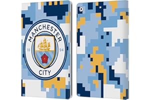 Head Case Designs Officially Licensed Manchester City Man City FC Club Digital Camouflage Leather Wallet Case Compatible With Apple iPad 10.2 2019/2020/2021