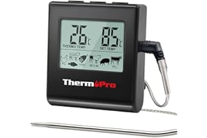 ThermoPro TP16B Cyfrowy termometr do mięsa, termometr kuchenny z długą sondą temperatury żywności ze stali nierdzewnej do płynów, piekarnika, oparów, grilla (BBQ), cukierków, oleju, głębokiego