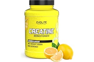 ‎EVOLITE NUTRITION Creatin Monohydrat 1kg - Taurin Kreatin Pulver, Pre Workout - 200 Portionen - Perfekt Löslich, Vegan & Mikronisiert, 6 Monate Vorrat - Evolite Nutrition