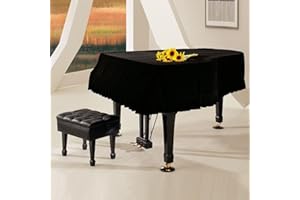 Cutfouwe Colorfast - Copertura per pianoforte, antipolvere, con orlo piegato, comoda e morbida, protezione antipolvere per ali, per pianoforte, nero, 170 ~ 180 cm