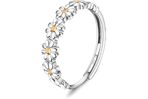 MILACOLATO Anillos Mujer Plata de Ley 925 Anillo Margarita Amarillo/Rosa Circón Cúbico Anillo Abierto Ajustable Anillo Delicado Declaración Anillos de Dedo Anillo de Plata Pulgar para Mujer Chica