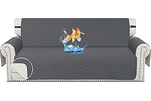 CHELZEN Housse de canapé imperméable à l'eau, Housse de canapé réversible 4 Places, Protecteur de Meubles pour Chiens pour Enfants dans Le Salon (4 Place, Gris Foncé)