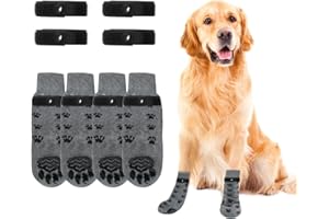 Voarge Zestaw 4 skarpet dla psów z antypoślizgowymi skarpetami dla psów, regulowanymi antypoślizgowymi skarpetami dla psów do użytku wewnątrz i na zewnątrz, łapy, L