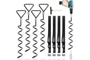 Payivsve Ground Anchor Pack of 4, Heavy Duty, High Wind Resistant with Straps