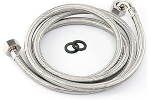 Kippen 5801X - Tubo Flessibile per Lavatrice e Lavastoviglie in Acciaio Inox Antipiega da 200 cm. Raccordi con Attacco F/F da 3/4”