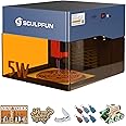 SCULPFUN iCube Pro 5W Mini Laser Engraving Machine, Desktop Laser Engraver with 0.06mm Precision, 10000mm/min High-Speed Engraving Laser Cutter with Filtering System Temperature Alarm, 130x130mm
