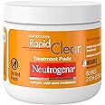 Neutrogena Rapid Clear Maximum Strength Acne Face Pads with 2% Salicylic Acid Acne Treatment Medication to Help Fight Breakouts, Oil-Free Facial Cleansing Pads for Acne-Prone Skin, 60 ct