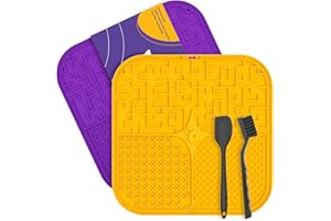 OOUI PETS OouiPets XXL licky mats for dogs (2 Pcs with CE) | 25cm x 25cm (9.8") Superior dog lick mats | Dog feeding mat with 168 hyper strong suction cups to reduce anxiety | Slow feeder with Spatula & Brush