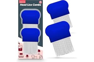 SOL 2pk Head Lice Combs for Kids & Adults - Metal Nit Comb with Micro Precision Teeth for Nits Removal - Gentle on Scalp, Suitable for All Hair Types, Comfortable Grip, Easy to Clean, Great for Fleas
