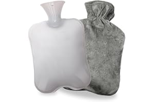 BIAOQINBO Bouillotte d'eau chaud 2L avec couvercle souple en peluche, bouteille chauffante pour enfants et adultes