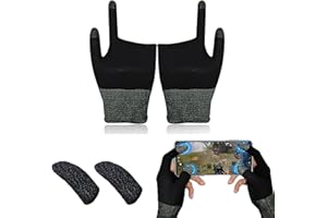 BAYINBROOK Silberfaser Schweißfeste Fingerhandschuhe Touchscreenhandschuhe Daumenfingertasche für PUBG-Handyspiele atmungsaktiv、rutschfest、ultradünn (1Paar)